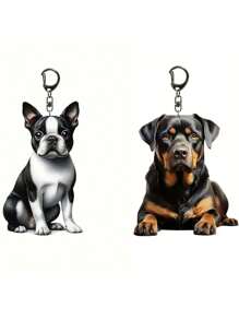 1pc Acrylic Boston Terrier Keychain, Cute 2D Animal Keychain, Cartoon Style Key Accessory, Suitable For Pet Lovers, No Size Car Accessories Bag Charm Backpack For School Animal Goth Y2k Bag Accessories Lanyards With Id Holder Car Accessories Bag Charms
