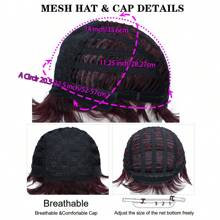 女士短假发，酒红色直发，带刘海，玫瑰网帽，基本款，适合角色扮演和万圣节