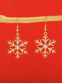 1pair Christmas Snowflake Pendant Earrings - Silver - View 9
