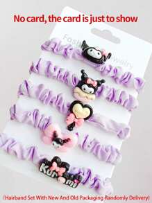 Sanrio Set da 5 pezzi di elastici per capelli a tema Hello Kitty, Kuromi, Cinnamoroll, My Melody, con decorazioni a forma di gatto adorabile, in stile cartone animato, colori candy, adatti per capelli da donna, per feste e uso quotidiano, accessori per capelli dolci (alcune parti potrebbero essere casuali)