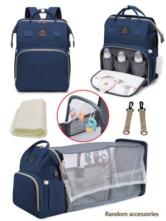1pc Baby Diaper Bag Backpack With Changing Station, Multifunction Portable Waterproof Large Capacity Travel Baby Changing Bags, Baby Stuff Organizer , Baby Registry Search, Baby Diaper Bags For Boys & Girls, Baby Shower Gifts, Newborn Baby Essential Gifts