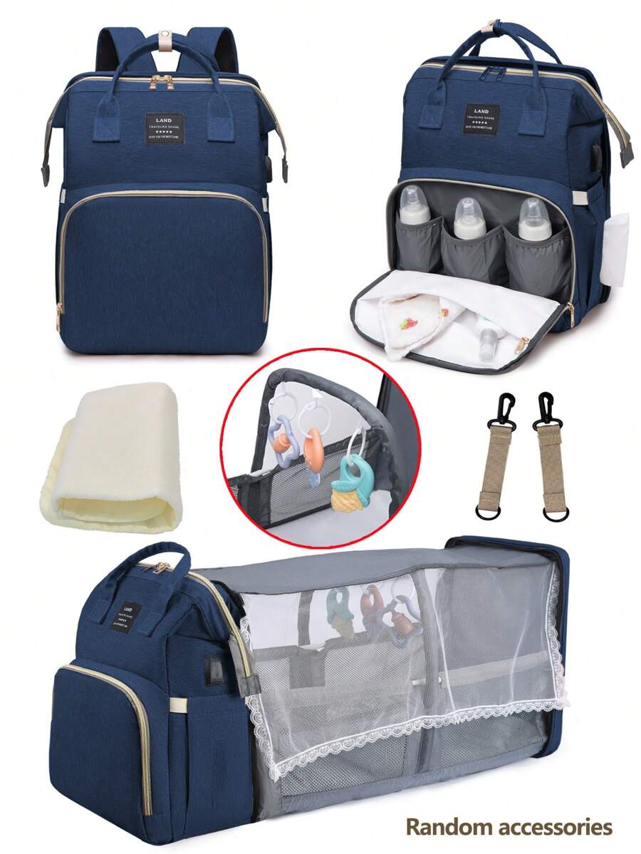 1個帶換衣站的嬰兒尿布袋背包,多功能便攜式防水大容量旅行嬰兒換衣包,嬰兒用品組織者,嬰兒註冊搜索,男女嬰兒尿布袋,嬰兒淋浴禮品,新生嬰兒必備禮品 - 藍色 - 查看 1