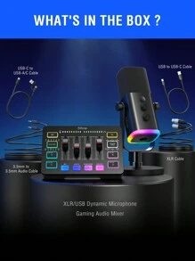 FIFINE Podcast Sound Card Studio Kit With Dynamic XLR/USB Gaming Microphone, USB/XLR Microphone Kit With Volume Fader/XLR Interface For PC Gaming Recording Video Vocal-Ampligame-FIFINE KS5