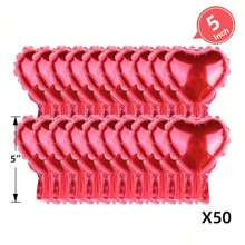 50 个 5 英寸红色心形铝箔气球，适合圣诞节、情人节、婚礼、生日、订婚和单身派对，无需电源节日装饰 - 紅色 - 查看 2