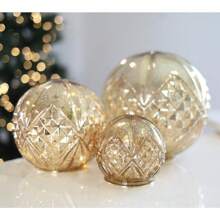 Collection Set Of 3 Illuminated Mercury Glass Spheres - Silver - View 3