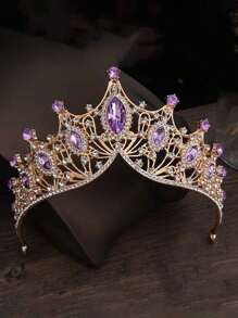 1pc Girls' Christmas Rhinestone Crown Headband, Glamorous & Shiny