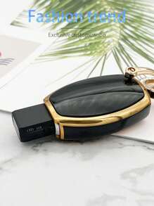 R-Logo Black Gold Fashionable Keychain + TPU Car Remote Key Cover Shell, For Mercedes-Benz A B C E R-Class, GLS, GLA, GLK, GLC, CLS, AMG, W204, W205, W212, W463, W176 - one-size - View 3