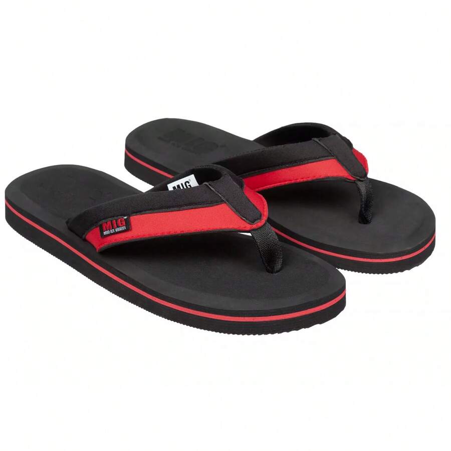 MIG Slip On Beach Flip Flop Sandals, 7 Colours Sizes 6-11UK - Red - View 1