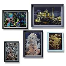 50 PACKS A4 Size Rainbow Holographic Magic Scratch Paper - Laser Engraving & Marking Compatible, Creative Craft Gift Set - Black - View 7