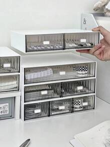 1pc Luxury Ins Style Desktop Storage Box, Office/Desk Organizer Drawer, Transparent Stacking Compartment Box
