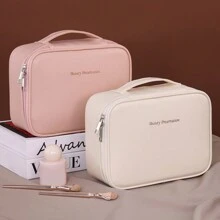 1 pièce Nouveau sac cosmétique multifonction grande capacité en PU détachable pour le rangement des pinceaux de maquillage, parfait pour les voyages. Organisateur de toilette de voyage unisexe, idéal comme cadeau, avec fermeture éclair et accessoires pour les ongles.