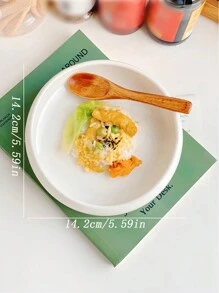 1 pieza Plato de cerámica blanco, lindo plato para servir pasta/ensalada/postre, de apariencia de alta gama para uso en el hogar, restaurante, cafetería y panadería
