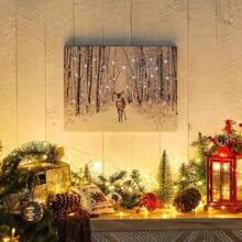 Canvas Wall Art Prints Light Up Cardinal And Berries Artwork Winter Scene Picture For Holiday Decor