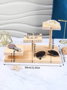 1pc DIY Removable Wood 3-Tier 3-Round Tray, Can Hold Watches, Bracelets, Earrings, Suitable For Vendor Stall, Vanity Table, Children's Room, Multi-Function Storage Rack