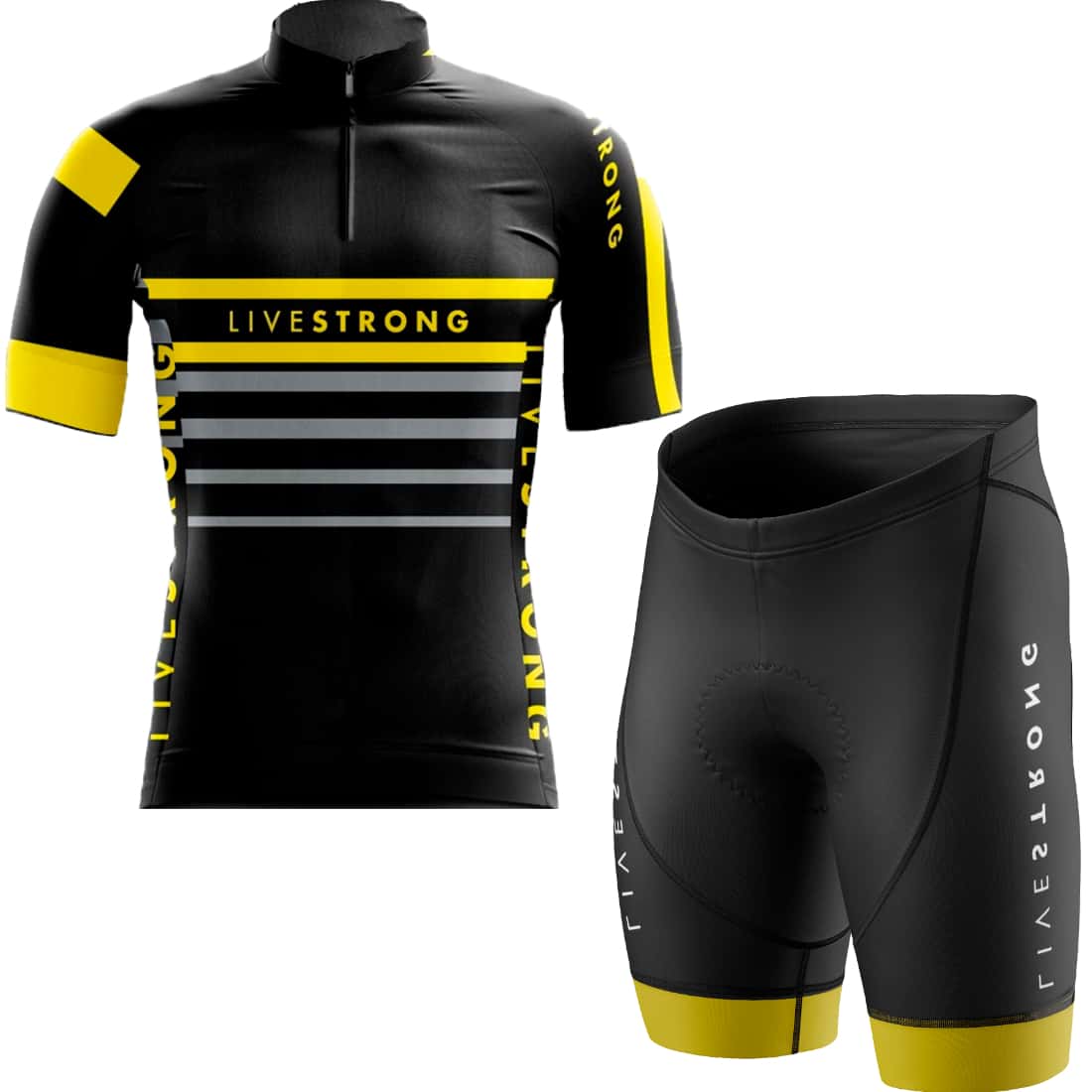 Livestrong 男友风格男士印花骑行服套装（带凝胶衬里） - 彩色 - 查看 1