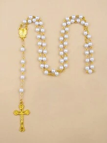 1 chiếc vòng cổ dài bằng chuỗi hạt ngọc trai giả màu trắng đơn giản thời trang cổ điển, thời trang unisex đa năng thích hợp cho tiệc tùng, tụ tập và đeo hàng ngày - Nhiều màu - Xem 1