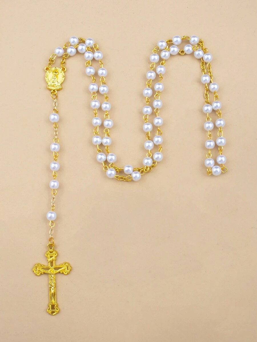 1 chiếc vòng cổ dài bằng chuỗi hạt ngọc trai giả màu trắng đơn giản thời trang cổ điển, thời trang unisex đa năng thích hợp cho tiệc tùng, tụ tập và đeo hàng ngày - Nhiều màu - Xem 1