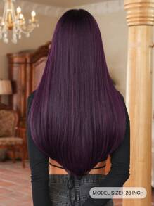 NICKY WALL 28英寸紫色长直发假发，带刘海，高密度蓬松合成耐热纤维发丝，时尚优雅，百搭风格，适合所有女性，日常佩戴，派对聚会皆宜。 - 紫色 - 查看 3