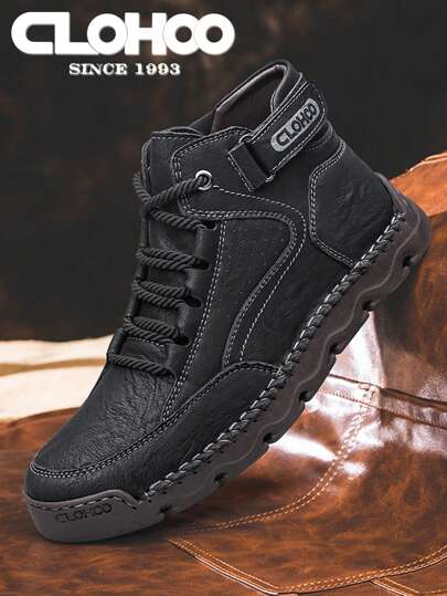 CLOHOO CLOHOO Handcrafted Stitched Men Short Boots, Men High-Top Leather Boots, Boots, Hiking Boots