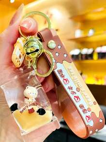 1 件可爱奶茶仿珍珠漂浮液体闪光泰迪熊钥匙扣，包包吊坠友谊送给女朋友汽车配件包包饰品学校哥特 Y2k 圣诞礼物创意包包配件挂绳带身份证夹汽车配件包包饰品 - 彩色 - 查看 18