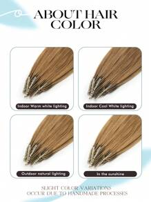 Extensiones de cabello micro 8D, extensiones de cabello real con micro perlas, rectas, marrón caramelo, anillos nano, perlas de silicona mini invisibles, extensiones micro, disfraz de Halloween - S27 - Ver 10