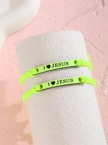 2 stuks/set mode gepersonaliseerde "I Love Jesus" brief ontwerp elastische armband kinderen bescherming bidden vriendschapsarmbanden inspirerende christelijke sieraden voor familie vrienden jongens meisjes