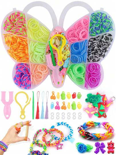 Zestaw gumek do rękodzieła w kształcie motyla/misia/królika Ultimate Loom Bands - najwyższej jakości gumki do kreatywnego majsterkowania, tworzenia biżuterii i akcesoriów modowych - idealny prezent urodzinowy dla chłopców i dziewcząt, pobudzający wyobraźnię i kreatywność