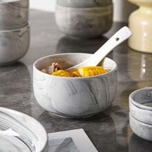 Vajilla de cerámica minimalista moderna con diseño de vetas de mármol, con múltiples opciones que incluyen platos, cuencos de arroz, cuencos de sopa, aptos para pasta, postres, ensaladas, platos principales, entrantes, patatas fritas, platos de carne, para reuniones en el hogar y restaurantes