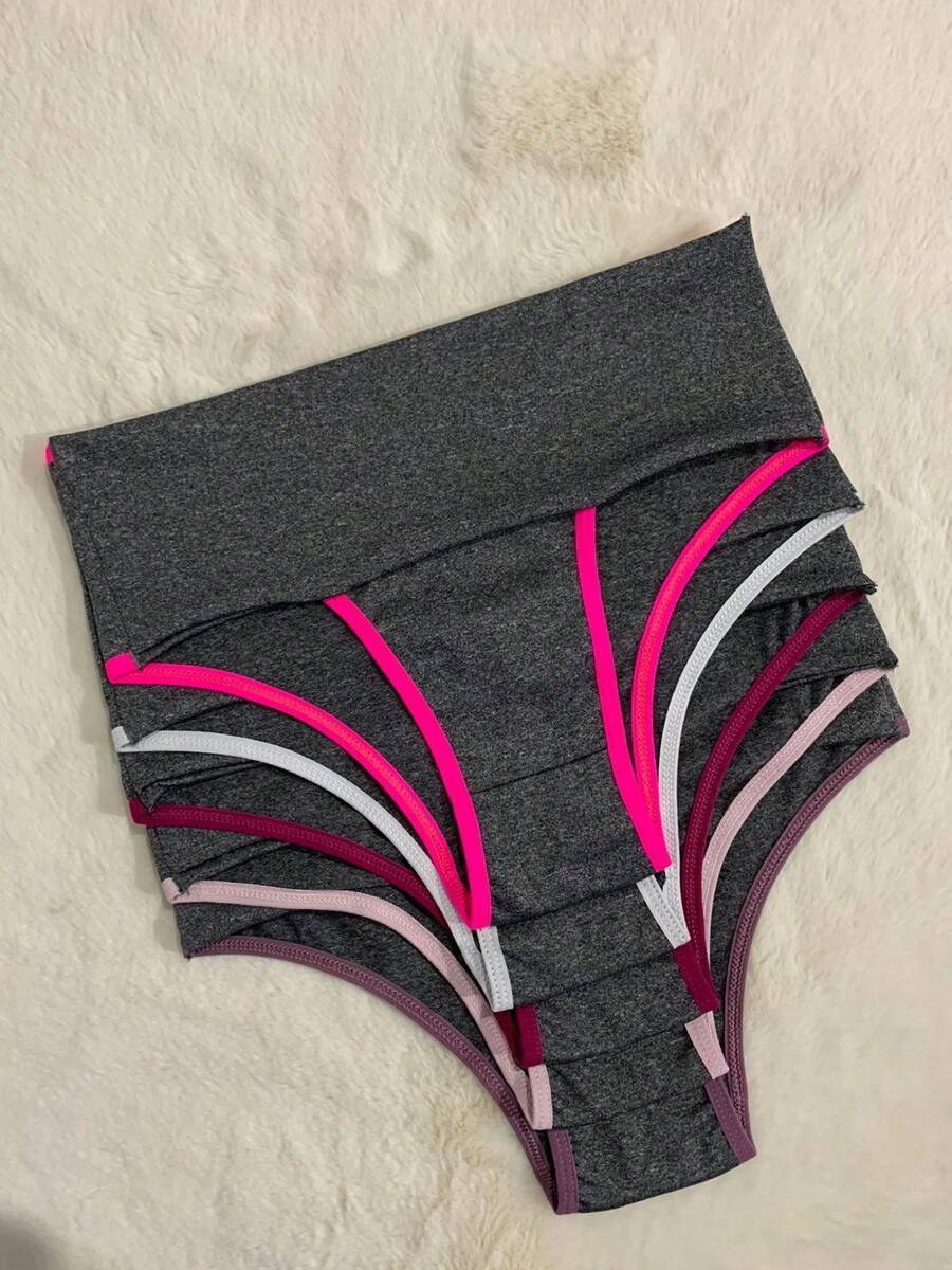 Kit Of 5 Panties With Double Waistband, High Waist, Comfort For Postpartum And Post-Surgery - 黑色 - 查看 1