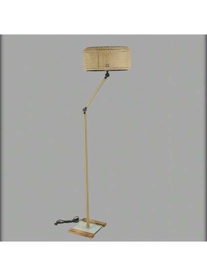 Well Home Vloer Lamp Goud Metal Frame Rattan. Free Shipping In 24/48h view 2