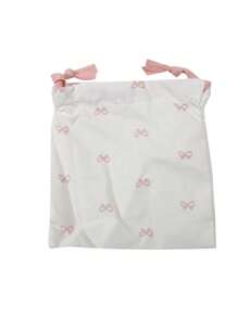 Pink/Blue/Black Bow Printed Storage Bag Drawstring Bag, Wedding And Festival Gift Packaging Bag, Candy Bag