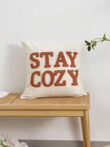 STAYCOZY 标语抱枕套(1个/2个),雪尼尔面料,北欧风格刺绣毛绒靠垫套,适用于沙滩椅、客厅、花园沙发、度假房间装饰,四季皆宜,尺寸:30*50厘米,45*45厘米(不含枕芯) - 黑色 - 查看 11