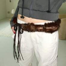 New Y2K Style Fluffy Belts, Rope Tied Fuzzy Waist Belts, Personalized Versatile INS Popular Summer, School