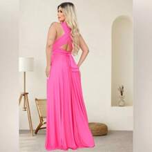 Women's Premium Long Dress Multi-Form Multipurpose Parties Blogger - 玫紅色 - 查看 3