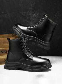 男士高帮休闲靴，春秋季新款绒面革踝靴，黑色时尚中帮鞋 - 黑色 - 查看 10