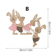 1 szt. Dekoracja ramy drzwi, uroczy drewniany królik, wielkanocne dekoracje narożników drzwi, dekoracyjne drewniane naczółki ścienne z wielkanocnym króliczkiem, zabawna rama - Wielokolorowe - Zobacz 4