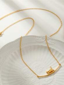 1 Pc Stainless Steel 18k Platd Walking Tiny Korean Chain Cat Ankle Chain For Women, Exquisite And Cute Feet Charm Summer Anklet Jewelry, Suitable For Parties, Dates, Parties, And Office To Wear