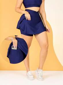 Kit 3 Shorts Skirt Fitness Women's With Pockets Evangelical Fashion Gym Workout The Start - Black - View 5