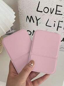 Portable Makeup Mirror, PU Leather Small Mirror, Foldable, Travel Mirror, Suitable For Gifts, Travel Essentials, Makeup Essentials, Portable Handheld Makeup Mirror For On-The-Go Travelling, Also Suitable For Home Use Birthday - Multicolor - View 4