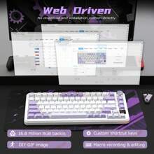 FREEWOLF X85 PRO 垫片 75% 机械游戏键盘，BT5.0/2.4Ghz 无线/Type-C 有线，CNC 旋钮和定制 TFT 屏幕，热插拔，RGB，4000mAH 电池 - 黑色 - 查看 9