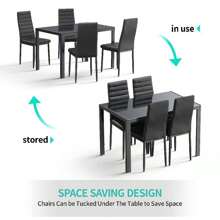 Bealife 4- Chair And 6- Chair Dining Set Available, Glass Dining Table, High Back PU Leather Chairs For Living Room, Dining Room - Black - View 10