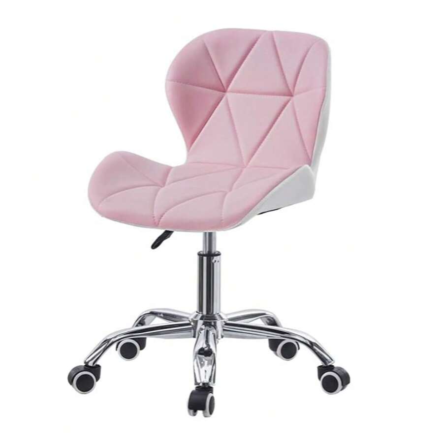 CLIPOP Office Desk Chair Black White Mixed Color Computer Desk Chair With Castor Wheels And Adjustable Height PU Leather Padded Swivel For Home Office Study Room Furniture - 粉色 - 查看 1
