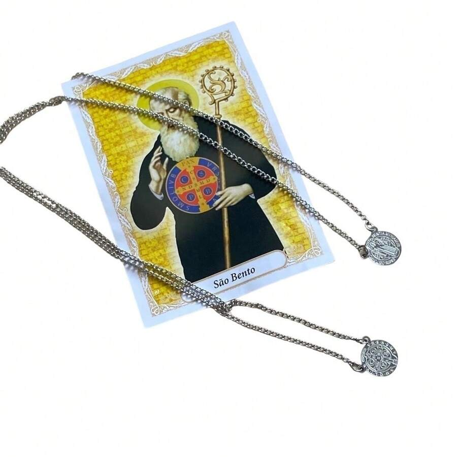 Small Silver St. Benedict Scapular In Stainless Steel - Bạc - Xem 1