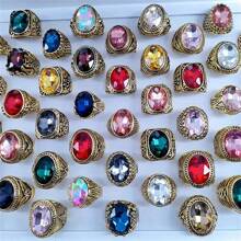 Set de 5/10 anillos de cristal sintético de estilo boho y lujo, anillos de declaración de moda para hombres y mujeres, regalo creativo para San Valentín, adecuado para uso diario en todas las estaciones, para San Valentín, mamá, madre, Día de la Madre, regalo