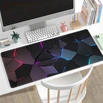 Extra Large Cool Geometric Pattern Mouse Pad, Gaming Keyboard Mat, Office Desk Pad, Rubber Non-Slip Bottom, Stitched Edge, Washable, Scratch Resistant Back To School Gaming Mouse Pad