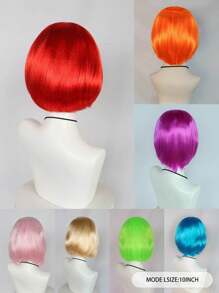 Perruque Bob aux couleurs pastel vibrantes, assortie avec des lunettes de soleil en forme de cœur colorées et sans cadre pour femmes. À porter au quotidien, pour la Saint-Patrick, Halloween, la Saint-Valentin ou des fêtes costumées. Cheveux courts et droits