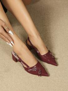 New Stylish Pointed Toe Chunky Heel Women Shoes, Versatile For Nightclub