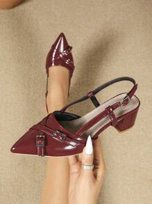 New Stylish Pointed Toe Chunky Heel Women Shoes, Versatile For Nightclub