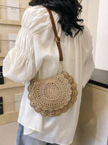 Summer Straw Woven Minimalist Shoulder & Crossbody Small Bag, Perfect For Beach Vacation, Travel, Shopping, And Vacation Essentials, Perfectly Matching With Vacation Outfits Women, Perfect For Summer, Vacation & Beach