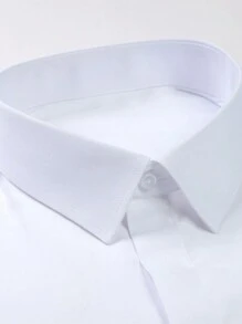 1 Stück Herren Langarm Formhemd mit einfarbigen Französischen Manschetten (Geschenk: Zufällige Manschettenknöpfe aus Metall)